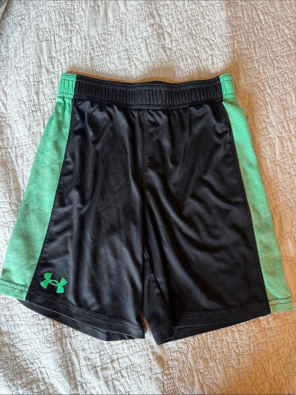 Under Armour Black Shorts with Mint Green Side Panels